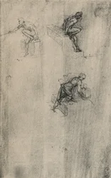 Deux nus assis et une femme se lavant, vers 1480-1945