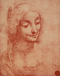 Visage de femme, dessin de Léonard de Vinci. Gallerie dell
