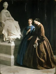 Maria Clotilde et Maria Pia de Savoie à Superga (huile sur toile)