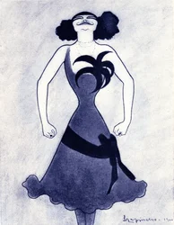 Caricature de la comédienne et chanteuse polaire (Emilie Marie Bouchaud) (1874-1939) Dessin de Leonetto Cappiello (1875-1942) 1900