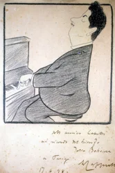 Portrait de Giacomo Puccini (1858-1924), compositeur italien. Caricature de Leonetto Cappiello
