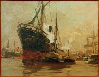Bateau à vapeur dans le port