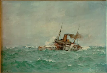 Vapeur à roues par mer agitée