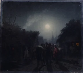 Devant une taverne. Scène de nuit, années 1860-1870