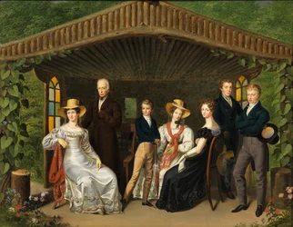 French : La famille impériale autour du duc de Reichstadt dans une tonnelle de jardin
