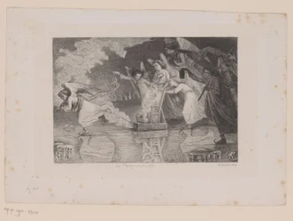 Christ dans un traîneau tiré par des anges patineurs