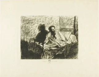 Portrait de Charles Meryon assis dans son lit