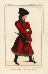 Pierre de Rieux, seigneur de Rochefort 1389-1439. Lithographie coloriée à la main d