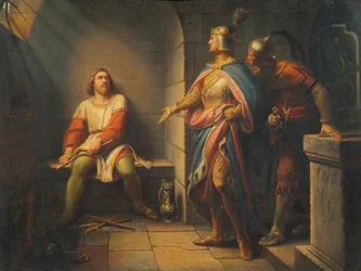 Ludwig le Bavarois annonce à Friedrich le Beau sa libération en 1314 et lui offre la corégence