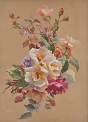 Roses et myosotis