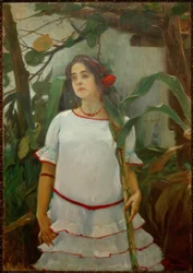 Portrait de jeune fille avec canne à sucre