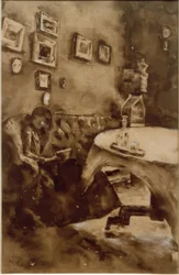 Intérieur avec une dame lisant