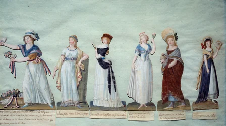 Différentes jeunes femmes représentant la mode féminine pendant la Révolution
