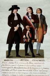 Révolution française : les révolutionnaires Jérôme Pétion (1756-1794), Jacques Antoine Manuel (1775-1827), et Pierre-Gaspard Chaumette dit Anaxagoras (1763-1794)