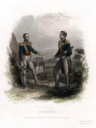 Rencontre entre les généraux San Martin et Bolivar, Guayaquil, Équateur, 1822, 19ème siècle