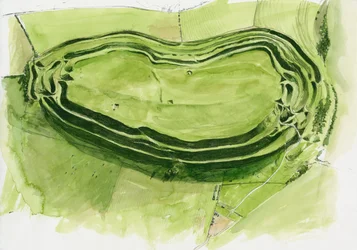 Vestiges du château de Maiden (aquarelle sur papier)