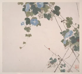 Insectes et fleurs, daté de 1865 (album de huit feuilles ; encre et couleur sur papier)