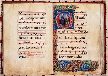 Bibliothèque Piccolomini : livre de chœur, cod. 17.2, ff. 30v-31r avec « Deux saints ermites »