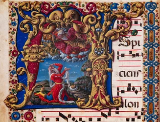 Bibliothèque Piccolomini : livre de chœur, cod. 1.A, ff.4v avec « Vision d