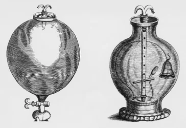 Pompe à air, expérience de Robert Boyle (1627-1691), gravure