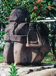 Sculpture Tiki anthropomorphique, Papeete, Tahiti, Îles de la Société, Archipel des Îles du Vent, Polynésie française