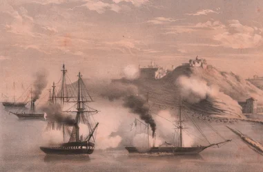 Combat de la flotte contre trois forts d