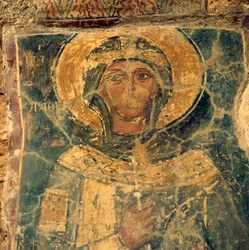 Fresque de saint, ruines à Alikianos, Crète, Grèce (photo)