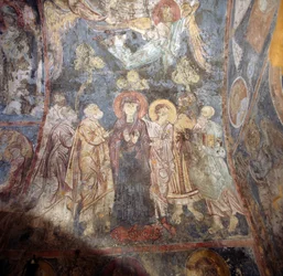 Fresques dans une église à Alikampos, Crète, Grèce