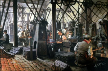Fer et acier, forgeage de limes, Cyclops Steel and Iron Works, Sheffield, Yorkshire