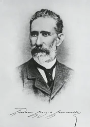 Portrait de Gaetano Giorgio Gemmellaro (1832-1904), géologue, paléontologue et politicien italien, gravure