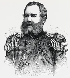 Portrait de Nikolaï Obroutchev (1830-1904), général russe, gravure