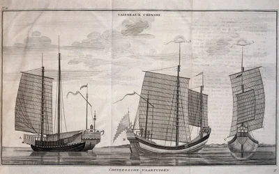 Voiliers à Macao, gravure