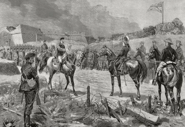 Le général espagnol José Toral y Velázquez se rendant aux troupes américaines, Santiago de Cuba, juillet 1898, guerre hispano-américaine, Cuba