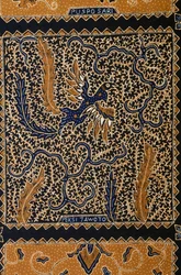 Motif traditionnel de batik appelé peksi yawoto, Surakarta, Java, Indonésie (détail)