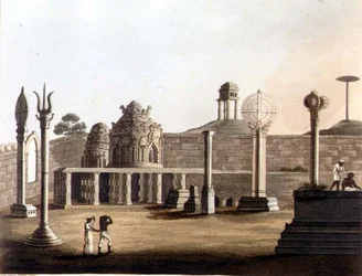 Une mosquée mauresque à Bangalore, planche 19 de «Paysages pittoresques du royaume de Mysore», publiée par Edward Orme (1774-c.1820), 1804, d