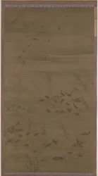 Oies descendant sur le sable, dynastie Ming