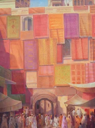 Mur de la ville avec tapis, Jaisalmer