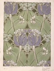 Dessin pour un textile tissé floral, vers 1905 (aquarelle sur papier)