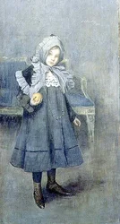 Fille avec un bonnet gris