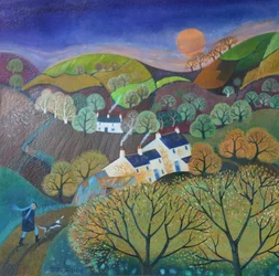 Promenade du chien en soirée