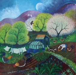Printemps dans le lotissement, 2025 (acrylique sur lin)