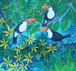 Toucan Threesome, 2024 (acrylique sur lin)