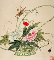 Une série de peintures de fleurs et d