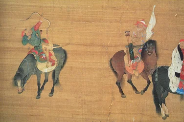 Kubilaï Khan (1214-94) chassant (détail), dynastie Yuan
