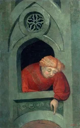 Jeune homme se penchant par la fenêtre