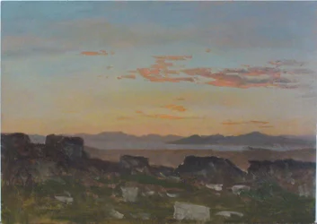 Ciel orange avec nuages épars, Grèce