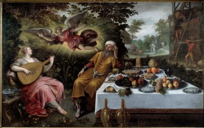 Vanité des richesses ou misère mélancolique. Peinture de Ludovico Pozzoseratto (1550-1610)