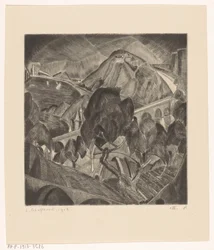 Paysage de montagne avec aqueduc
