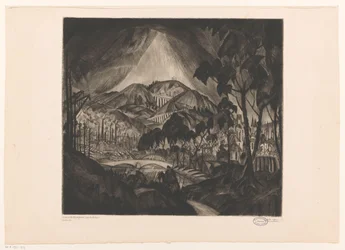 Paysage vallonné avec industrie