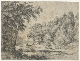 Paysage avec une rivière sinueuse